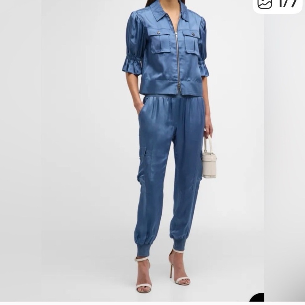 Cinq a Sept Holly Ruffle Sleeve Zip up Jacket & Giles Jogger pant Set